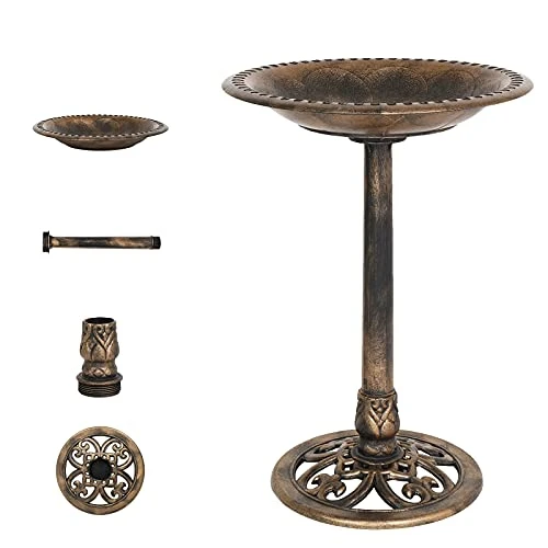 VINGLI Pedestal Bird Bath - Garden Decor - Copper New
