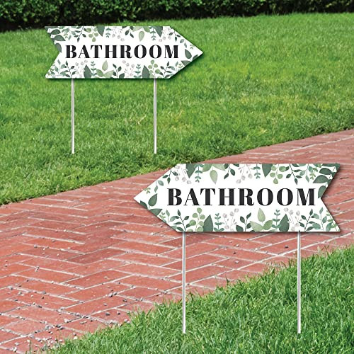 Big Dot Happiness Boho Botanical Wedding Bathroom Signs Greenery Wedding Sign
