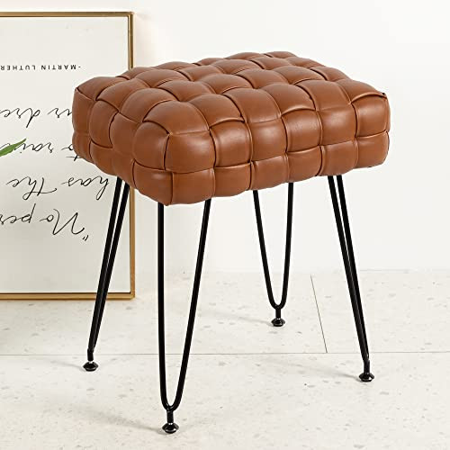 LUE BONA Leather Vanity Stool Whisky Brown
