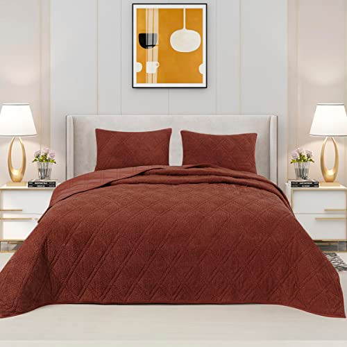 B0BW97V2B9 DOWN HOME 3 Pieces Chenille Quilt Set Modern Diamond Stitch KING New