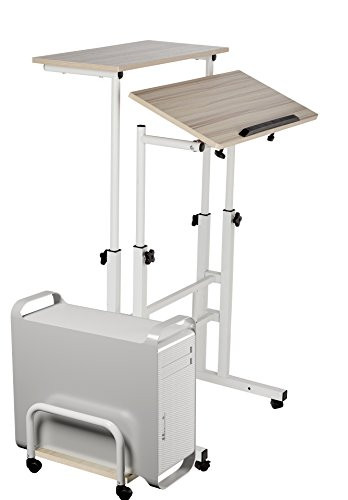 Mobile Computer Desk with Wheels Two Tiers Printer Stand up B076TCJBDT -Black New
