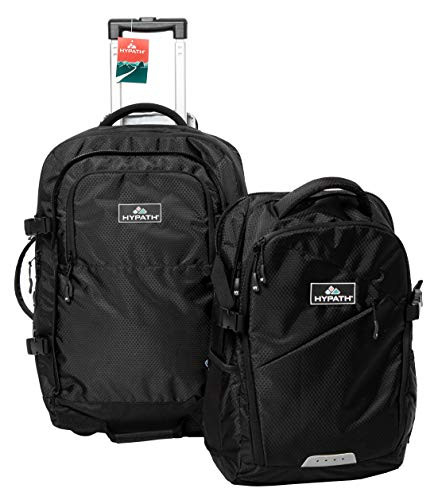 Hypath 2-in-1 Convertible Travel Bag - Use as Backpack with Wheels - Black New