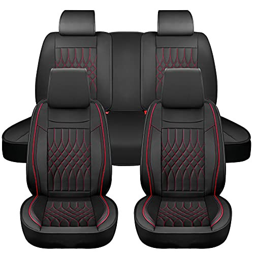 Sanwom Leather Car Seat Covers Full Set, 5 Pcs, SUV Sedan Pick-up Truck - Black New