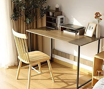 Viewee 47" Computer Desk with Movable Monitor Stand Riser- B08T1RVD4D - Brown New