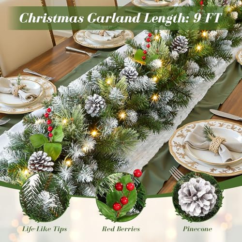 SHareconn 2Pcs 9FT Prelit Artificial Christmas Garland Color Changing Lights New