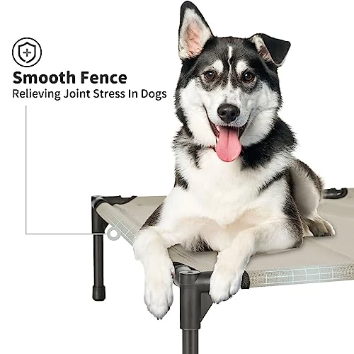 FIOCCO Elevated Dog Bed - Chew Proof Mesh for Large Dogs B0CL6LTJL5 - Beige