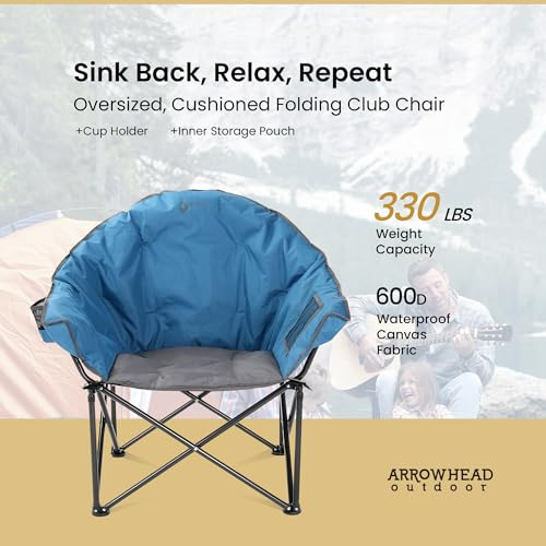 ARROWHEAD OUTDOOR Oversized Heavy-Duty Club Folding Camping Chair New