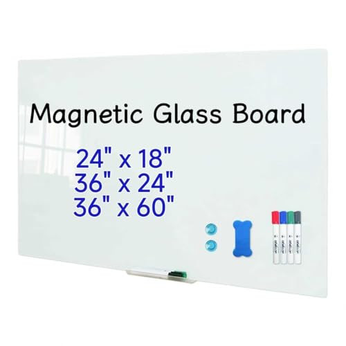 DEVELOP Frameless Magnetic Glass Whiteboard, 24 x 18 x 4mm - White New