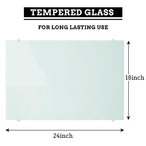 DEVELOP Frameless Magnetic Glass Whiteboard, 24 x 18 x 4mm - White New