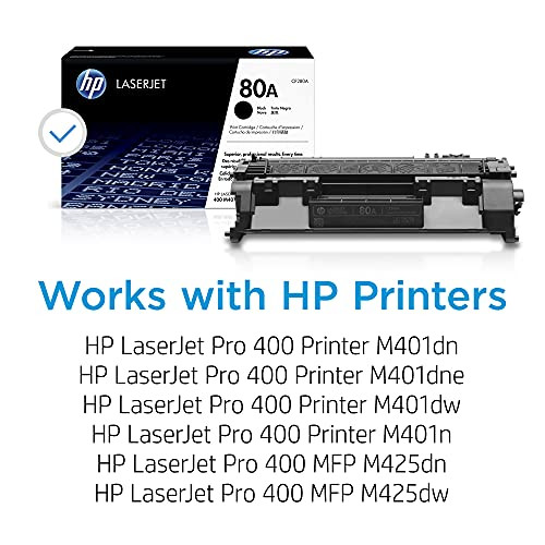 HP 80A BLACK TONER CARTRIDGE FOR HP WORKS WITH LASERJET PRO 400 - BLACK New