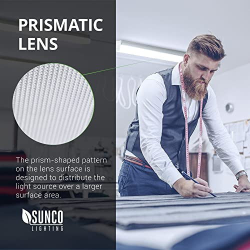 Sunco Lighting LED Shop Light Wraparound Prismatic 11 Inch 8500 Lumens 5000K