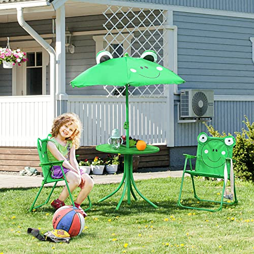 Outsunny Folding Kids Table and Chair Set Picnic Table Frog Pattern - Green New