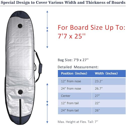 Abahub Premium 8'6 x 24 Surfboard Travel Bag, Foam Padded Surf Board Cover New