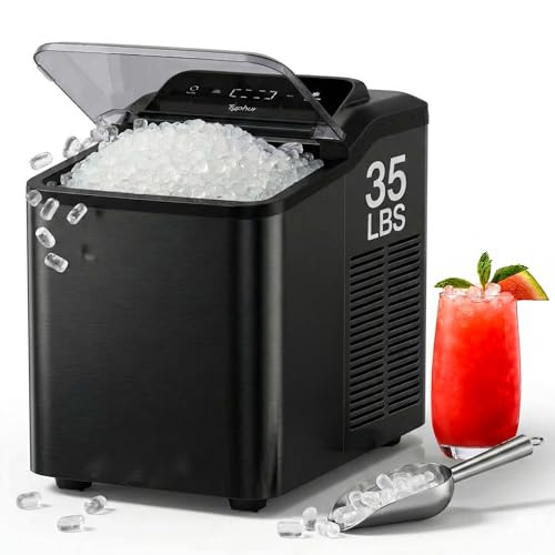 TYPHUR NUGGET ICE MAKER COUNTERTOP 35LBS/24H SELF-CLEANING PUMP - SS/BLACK