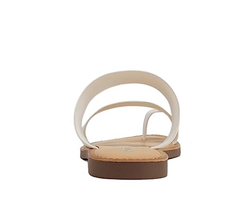 SODA JOAN WOMENS OPEN TOE SLIP ON FLIP FLOP SANDALS - SIZE: WOMEN 7 - WHITE