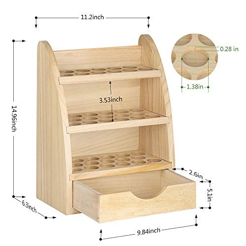 LIANTRAL Essential Oils Storage Rack -45 Slots - Natural Wood Color