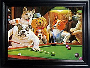 Dogs Playing Poker Framed Holographic Wall Art Framed Lenticular Artwork New