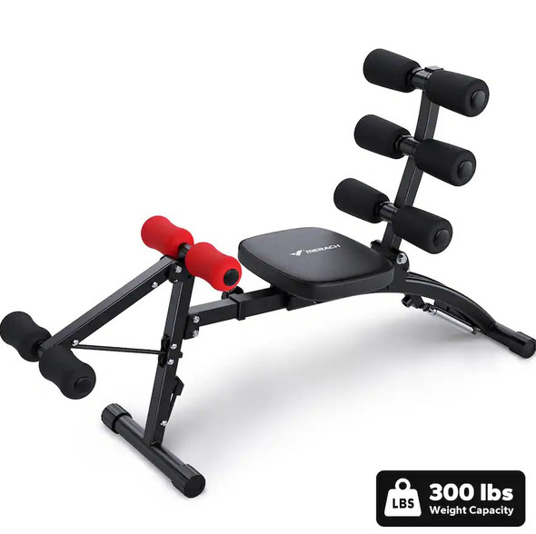 MERACH AB TRAINER ABDOMINAL WORKOUT BENCH EXERCISER HOME FITNESS MACHINE - BLACK