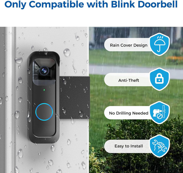 BISTEE NO DRILL BLINK DOORBELL MOUNT PROTECTIVE COVER CASE - BLACK