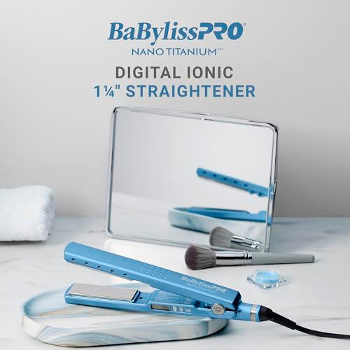 BABYLISSPRO 1 1/4" DIGITAL IONIC FLAT IRON HAIR STRAIGHTENER - BLUE