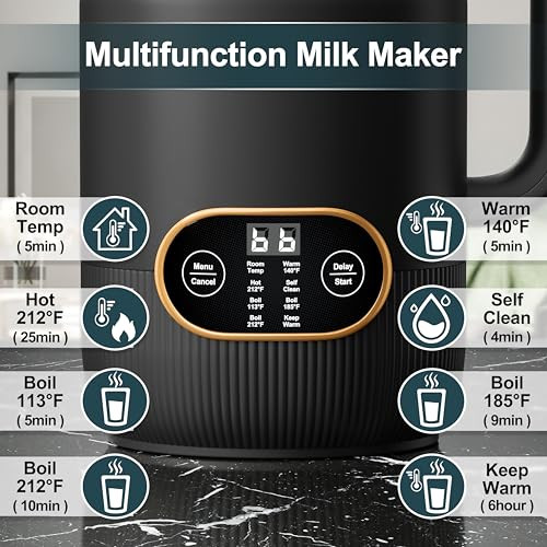 ARCMIRA 8 IN 1 NUT MILK MAKER MACHINE 35OZ SOY MILK MAKER 8 BLADES - BLACK