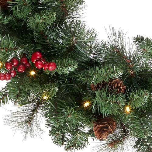 National Tree Company 24in Pre-Lit Crestwood Spruce Christmas Wreath - Green New