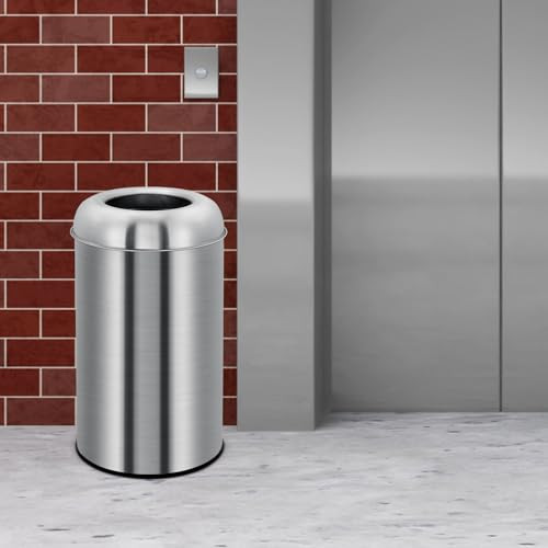 Garvee 18.5 gal/70 L Open Top Trash Can, Stainless Steel Garbage Can, Kiosk
