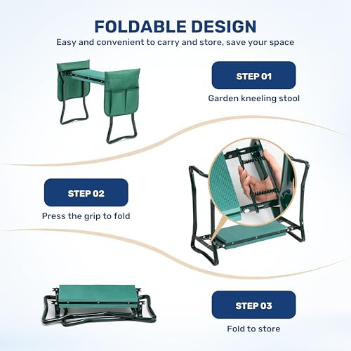 INFINIPOWER GARDEN KNEELER AND SEAT FOLDABLE KNEELING BENCH 330LB - GREEN New
