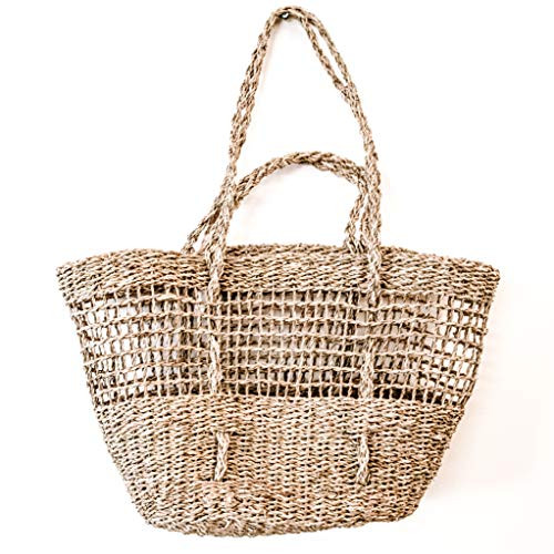 DUFMOD Half Weave Seagrass Carryall Tote Basket New