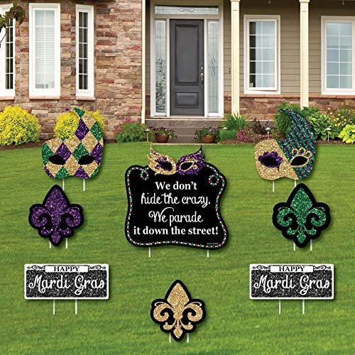 Mardi Gras - Yard Sign & Outdoor Lawn Decorations - Masquerade Party Yard Signs New