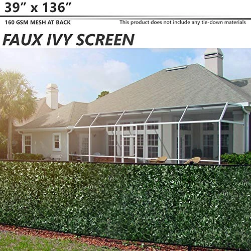 BOUYA 39" x 136" Fence Screen Faux Ivy Privacy with Mesh Back B07JGCKH8K - Green New