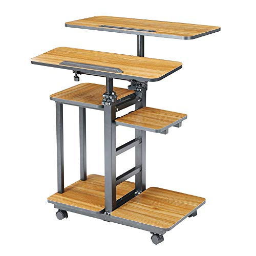 Rolling Height Adjustable Stand Computer Desk Laptop Table Presentation Cart New