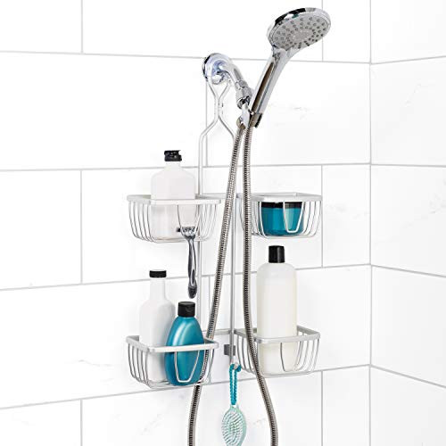 Zenna Home Adjustable Hanging Shower Caddy Handheld Hose - Satin Chrome New