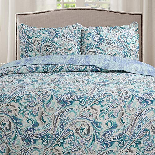 King Green Paisley 3-Piece Bedspread Coverlet Set (B07N7MJ73J) New