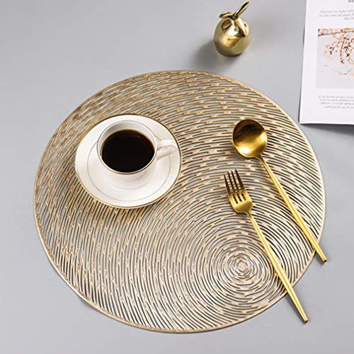 Baisheng Placemats Set of 6 Metallic Round Cutout Woven B07Q791VRV - Gold New