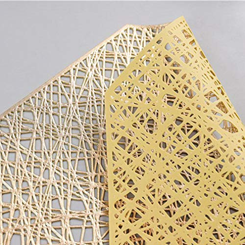 Baisheng Placemats Set of 6 Metallic Round Cutout Woven B07Q791VRV - Gold New