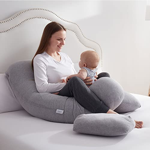 TELER Pregnancy Pillows U-Shaped Full Body Detachable 2-in-1 - 55" - NAVY BLUE New