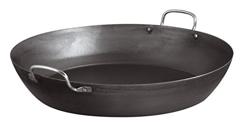 BelleVie Black Carbon Steel 16-Gauge Paella Pan - Black New