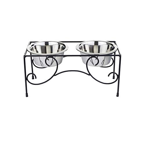 Pet Feeder (Cats & Dogs) Elevated Stand and 2 Removable Stainless Steel Bowls New
