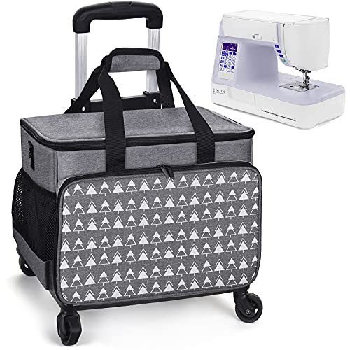 TOKSKS Sewing Machine Collapsible Trolley Bag Wheels Brother Bernina Grey New