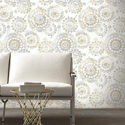 RoomMates Orange and Blue Boho Medallion Peel and Stick Wallpaper - B076CWJ928 New