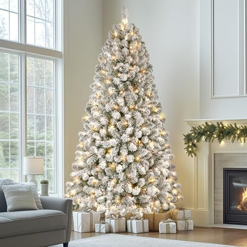 SHareconn 4ft Prelit Snow Flocked Holiday Christmas Tree, 4FT, White New