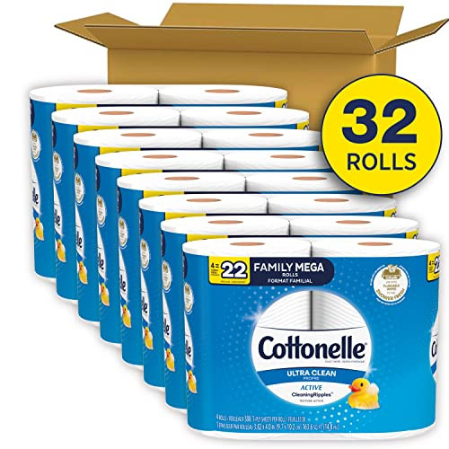 Cottonelle Ultra Clean Toilet Paper - 32 Mega Rolls 388 Sheets, 8 Packs of 4 New