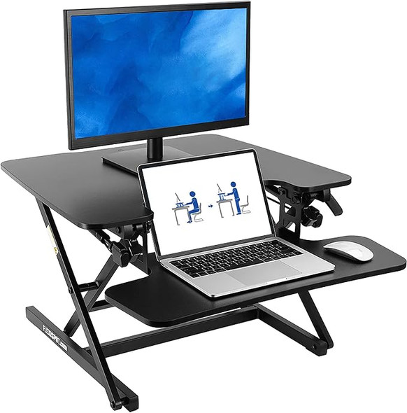 FLEXISPOT Height Adjustable Standing Desk Converter - 27''  - Black