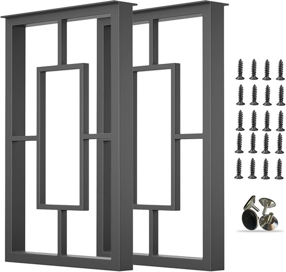 AINISIS Metal Table Legs 28 in H x 17.7 in W Square Set of 2 DIY  - Black Metal