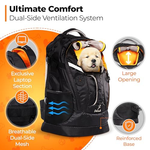 PETITUDE Pet Carrier Backpack [Breathable Mesh] Travel Bag New