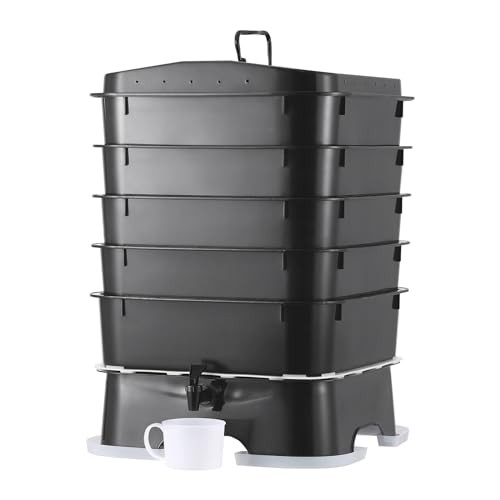 VEVOR 5-Tray Composter, 50L Worm Compost Bin - Indoor/Outdoor Worm Farm Kit New