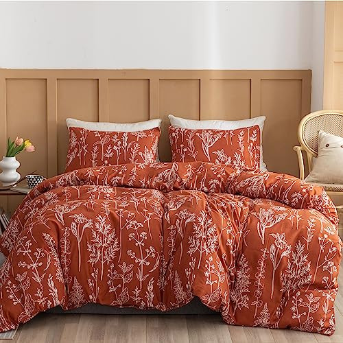 JANZAA Queen Size Comforter Set - Peony Floral Shabby Chic Bedding New