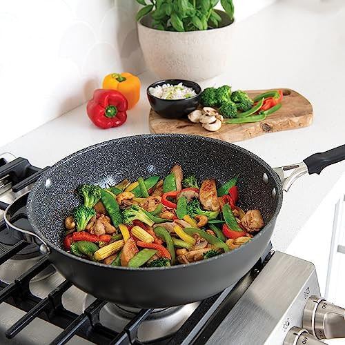 NORDIC WARE VERDE CERAMIC NONSTICK 12 INCH WOK 13853AMZM - BLACK