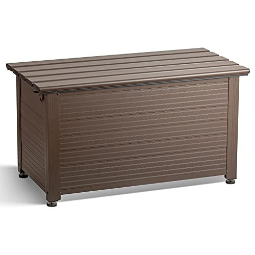 TECSPACE 55 Gallon Aluminum Deck Box IP65 Waterproof Level GBWS02A (Brown) New